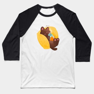 Cat sipping coffee Baseball T-Shirt